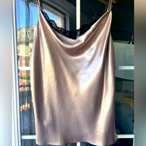 Zara Cowl neck lace lingerie style top with spaghetti straps XL